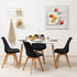 Baroni Home Sedia da Pranzo o Ufficio con Gambe in Legno, Sedia Ergonomica con Cuscino Integrato 50X48X82 cm (4, Nero) - 8earn