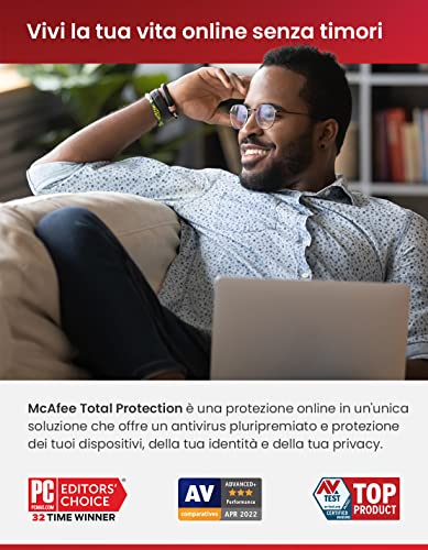 McAfee Total Protection 2023 | Esclusiva Amazon |3 dispositivi| Software antivirus per la sicurezza in Internet | VPN | 12 mesi + 3 | Codice d'attivazione via email - 8earn