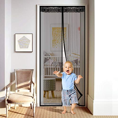 Zanzariera Magnetica per Porte Finestra, CACOE Zanzariere Magnetiche Tenda Rete Anti Zanzare Insetti Facile da installare,Resistente Traspirante (90x210, Nero) - 8earn