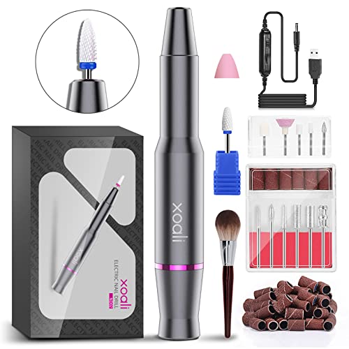 Xoali Fresa per Unghie, 25000RPM Lima Elettrica per Unghie 12 in 1, Fresa per Unghie Professionale, con Punta in Ceramica, Velocità Regolabile, Manicure e Pedicure Kit per Semipermanente Gel - 8earn