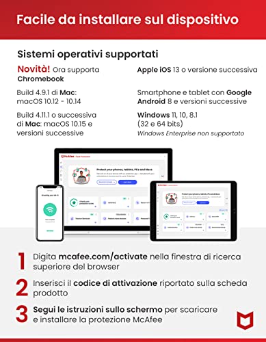 McAfee Total Protection 2023 | Esclusiva Amazon |3 dispositivi| Software antivirus per la sicurezza in Internet | VPN | 12 mesi + 3 | Codice d'attivazione via email - 8earn