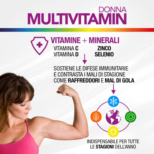 Multivitaminico completo Donna. Integratore Multivitaminico e Minerali contro stanchezza e affaticamento. Magnesio, Zinco, Ferro e Vitamine B,C,D,E,H Acido folico. 60 compresse Multivitaminico Agocap - 8earn
