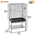 Ferplast Gabbia Spaziosa per Canarini, Cocorite e Uccelli Esotici Planeta, con Accessori, Supporto Portaoggetti con Ruote, Metallo Verniciato Nero, Fondo in Plastica Marrone, 97 X 58 X H 173,5 cm
