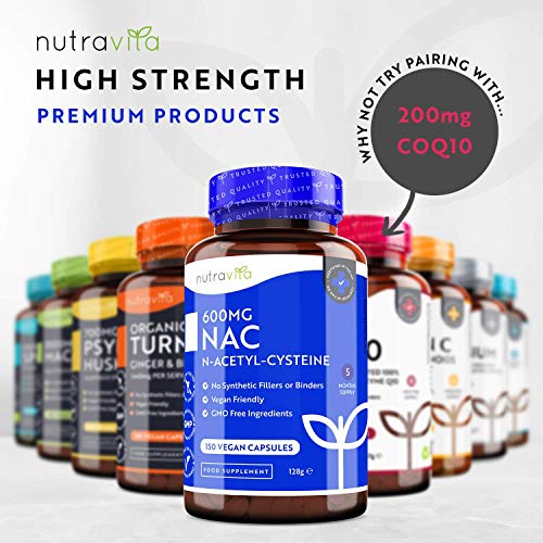 NAC N-Acetil-Cisteina 600mg - 150 Capsule Vegan - Fornitura di 5 mesi di NAC Supplemento - Elevata Biodisponibilità - Senza Additivi Sintetici & Raccoglitori - Prodotte da Nutravita - 8earn