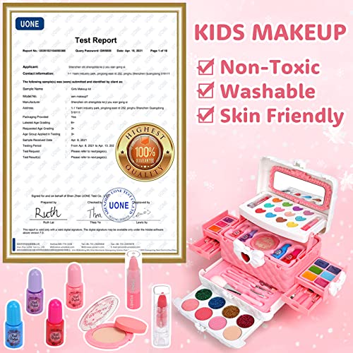 Trucchi Bambina Set, 55 pezzi Trucchi Bambina Anallergici, Lavabile Set Di Trucchi Per Bambini, Valigetta Trucchi Bambina, Giochi Bambina Natale Compleanno Regalo Bambina 3 4 5 6 7 8 9 10 Anni - 8earn
