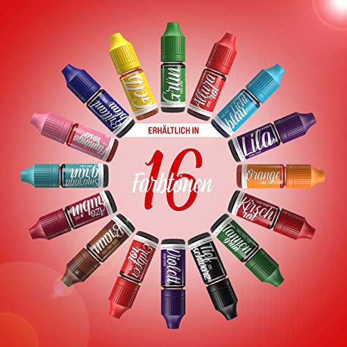 Coloranti alimentari 10x10ml Colorante ad alta concentrazione, Prodotto in Germania senza zucchero, liquido, per colorare bevande, torte, pasticceria, guarnizioni, slime e molto altro …