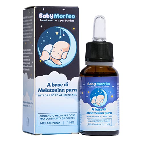 Baby Morfeo - Melatonina Bambini Pura, Integratore Alimentare Junior in Gocce Per Dormire La Notte, Favorisce il Sonno e Combatte il Jet Lag, Aroma Cioccolato Cacao Naturale - 30 Dosi di Fornitura - 8earn