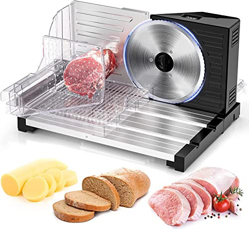 Affettatrice Elettrica da Casa 150W Affettatrice Acciaio Inossidabile Affettatrice Professionale Spessore Regolabile 0-18 mm Affettatrice Piccola per Pane Carne Frutta e Verdura - 8earn