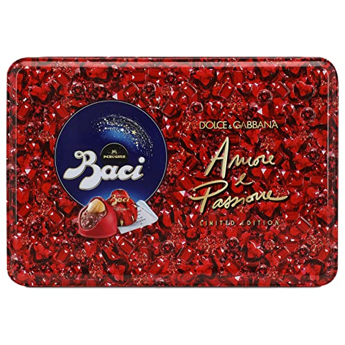 BACI PERUGINA CIOCCOLATINI, LIMITED EDITION AMORE E PASSIONE Preparazione Dolciaria con nocciole e granella gusto lampone, Latta Regalo 300g - 8earn