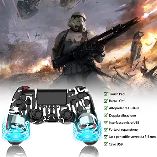 YUYIU 【Aggiornamento Wireless Controller per Ps4 Remote Plays-tation 4/Slim/Pro/PC, Controllori con Doppio Vibrazione Shock Speaker, Jack per Cuffie Touch Pad Six Axis Motion Control (SKULL) - 8earn