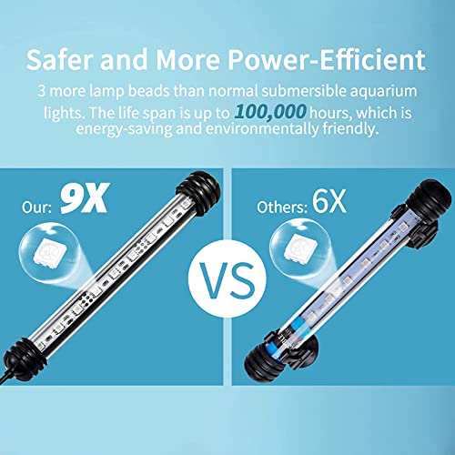 Eyeleaf Luce Acquario Led con Timer Telecomando Lampada Acquario Led 18 cm RGB Dimmerabile per Acqua Dolce Impermeabile IP68 - 8earn