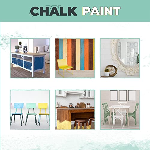 PECTRO Chalk Paint Vernice a Gesso 750ml + Pennello Tondo in Legno Pack - Pittura per Mobili Senza Carteggiare - Chalk Paint Bianco e Colori per legno Efetto Polvere (BIANCO ANTICO) - 8earn
