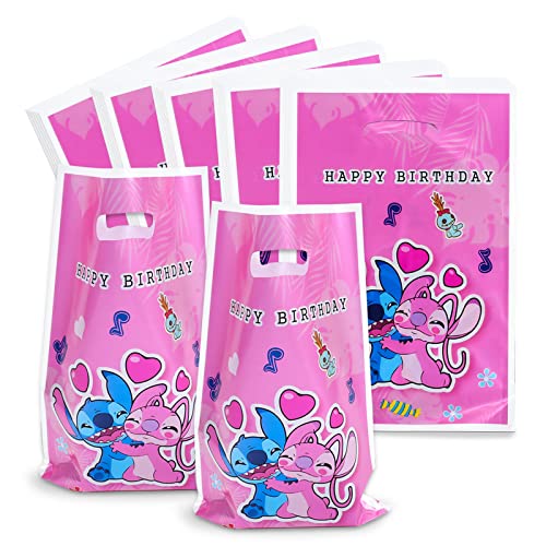 Lilo & Stitch Sacchetti Regalo, 50Pcs Sacchetti di Compleanno per Bambini, Sacchetti per Biscotti, Sacchetti di Caramelle Colorati, per la Decorazione della Festa di Compleanno dei Bambini (Rosa) - 8earn