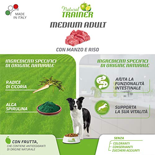 Natural Trainer Medium Cibo per Cani Adulti con Manzo - 12kg - 8earn