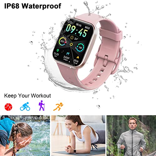 Smartwatch Donna Orologio Fitness 1.69" Smart Watch con Contapassi/Cardiofrequenzimetro/SpO2/Cronometro, 25 Sportivo, Notifiche Messaggi, Impermeabil IP68 Fitness Tracker per Android iOS -2022 Rosa - 8earn
