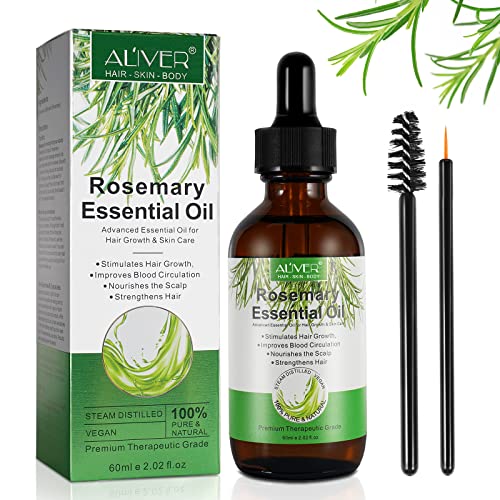 Olio Essenziale Di Rosmarino Per La Crescita Dei Capelli - 100% Puro Biologico Per Sopracciglia E Ciglia, Cura Della Pelle, Nutre Il Cuoio Capelluto, Stimola La Crescita Dei Capelli 60Ml - 8earn
