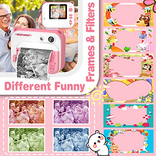 Gofunly Macchina Fotografica Bambini Istantanea, 2.0 Pollici Schermo 12MP/1080P HD Videocamera, Fotocamera Digitali Stampa Istantanea per Bambino con 32GB Scheda SD, Regalo per Bambini dai 3-12 Anni - 8earn
