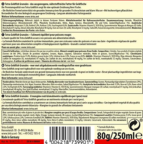 Tetra Goldfish Granules, Mangime in granuli galleggianti per Pesci Rossi e Altri Pesci d'Acqua Fredda - 250 ml