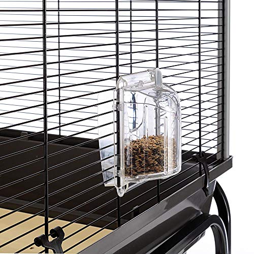 Ferplast Gabbia Spaziosa per Canarini, Cocorite e Uccelli Esotici Planeta, con Accessori, Supporto Portaoggetti con Ruote, Metallo Verniciato Nero, Fondo in Plastica Marrone, 97 X 58 X H 173,5 cm