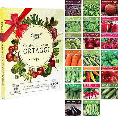 Coltiva i Tuoi Ortaggi - 20 pacchetti di semi vari da Garden Pack - Semi ad alto rendimento semi orto - Set di 8.000 semi cimelio per giardinieri - 8earn